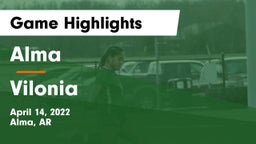 Alma  vs Vilonia  Game Highlights - April 14, 2022