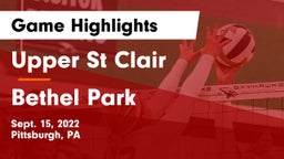 Upper St Clair vs Bethel Park  Game Highlights - Sept. 15, 2022