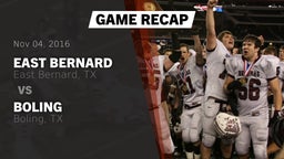 Recap: East Bernard  vs. Boling  2016