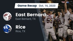 Recap: East Bernard  vs. Rice  2020