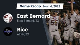 Recap: East Bernard  vs. Rice  2022