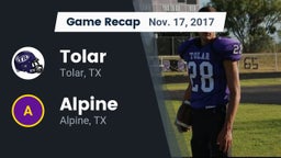 Recap: Tolar  vs. Alpine  2017