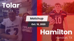 Matchup: Tolar vs. Hamilton  2020