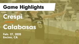 Crespi  vs Calabasas Game Highlights - Feb. 27, 2020