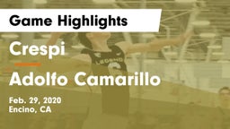 Crespi  vs Adolfo Camarillo  Game Highlights - Feb. 29, 2020