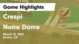 Crespi  vs Notre Dame  Game Highlights - March 25, 2022