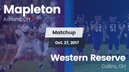 Matchup: Mapleton vs. Western Reserve  2017