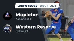 Recap: Mapleton  vs. Western Reserve  2020