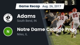 Recap: Adams  vs. Notre Dame College Prep 2017