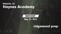 Matchup: Haynes Academy vs. ridgewood prep 2016