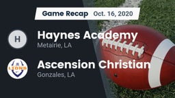 Recap: Haynes Academy  vs. Ascension Christian  2020