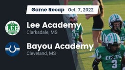 Recap: Lee Academy  vs. Bayou Academy  2022