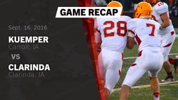 Recap: Kuemper  vs. Clarinda  2016