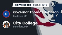 Recap: Governor Thomas Johnson  vs. City College  2018