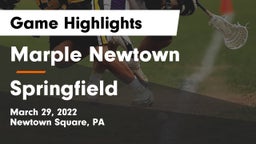 Marple Newtown  vs Springfield  Game Highlights - March 29, 2022
