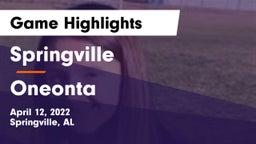 Springville  vs Oneonta  Game Highlights - April 12, 2022