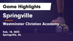 Springville  vs Westminster Christian Academy Game Highlights - Feb. 18, 2023