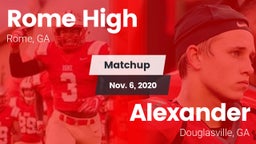 Matchup: Rome High vs. Alexander  2020