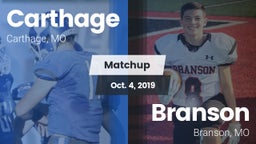 Matchup: Carthage  vs. Branson  2019