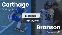 Matchup: Carthage  vs. Branson  2020