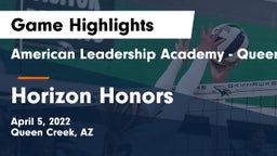 American Leadership Academy - Queen Creek vs Horizon Honors  Game Highlights - April 5, 2022