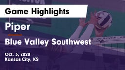 Piper  vs Blue Valley Southwest  Game Highlights - Oct. 3, 2020