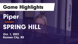 Piper  vs SPRING HILL  Game Highlights - Oct. 1, 2022