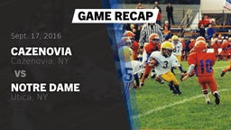 Recap: Cazenovia  vs. Notre Dame  2016