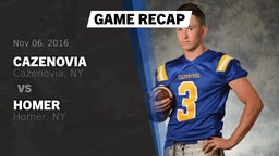 Recap: Cazenovia  vs. Homer  2016