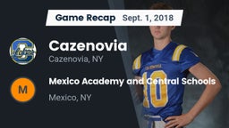 Recap: Cazenovia  vs. Mexico Academy and Central Schools 2018