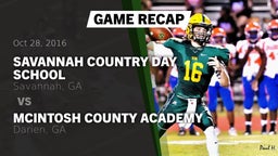 Recap: Savannah Country Day School vs. McIntosh County Academy  2016