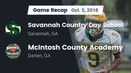 Recap: Savannah Country Day School vs. McIntosh County Academy  2018