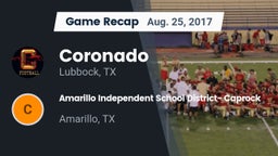Recap: Coronado  vs. Amarillo Independent School District- Caprock  2017