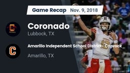 Recap: Coronado  vs. Amarillo Independent School District- Caprock  2018