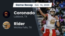 Recap: Coronado  vs. Rider  2020