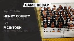 Recap: Henry County  vs. McIntosh  2016