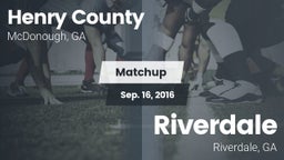 Matchup: Henry County vs. Riverdale  2016