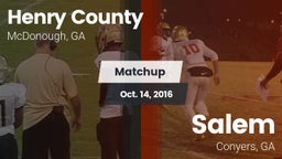 Matchup: Henry County vs. Salem  2016