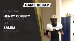 Recap: Henry County  vs. Salem  2016