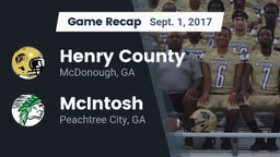 Recap: Henry County  vs. McIntosh  2017