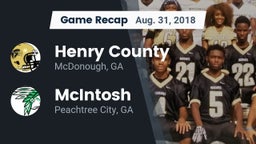 Recap: Henry County  vs. McIntosh  2018