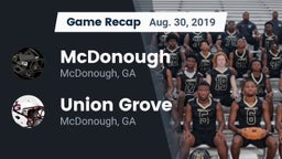 Recap: McDonough  vs. Union Grove  2019