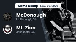 Recap: McDonough  vs. Mt. Zion  2020