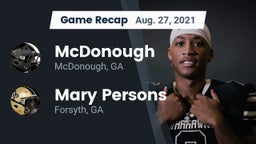 Recap: McDonough  vs. Mary Persons  2021