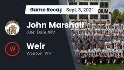 Recap: John Marshall  vs. Weir  2021
