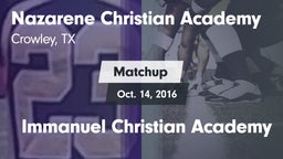 Matchup: Nazarene Christian A vs. Immanuel Christian Academy 2016