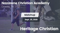 Matchup: Nazarene Christian A vs. Heritage Christian 2020