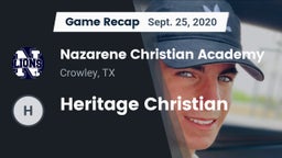 Recap: Nazarene Christian Academy  vs. Heritage Christian 2020