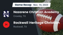 Recap: Nazarene Christian Academy  vs. Rockwall Heritage Christian  2023