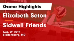 Elizabeth Seton  vs Sidwell Friends Game Highlights - Aug. 29, 2019